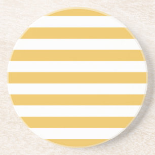 Trendy Yellow en White Wide Horizontal Stripes Zandsteen Onderzetter