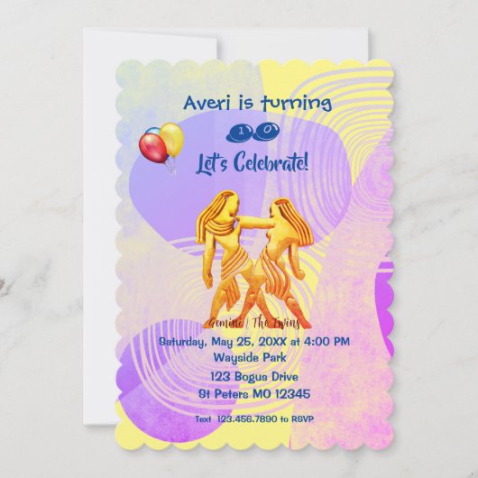 Trendy Yellow Gemini Birthday (21-20 juni) I Kaart (Voorkant)