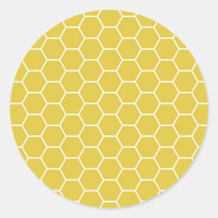 Trendy Yellow Geometric Honeycomb Hexagon Pattern Ronde Sticker