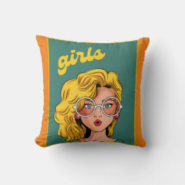 Trendy Yellow Girl Beauful pillow Kussen