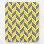 Trendy Yellow Gray Geometric Herringbone Chevron Muismat (Voorkant)