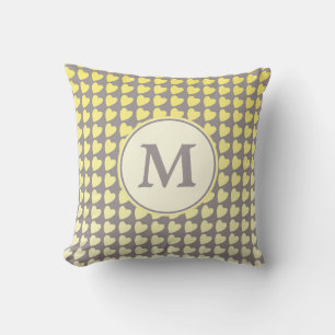 Trendy Yellow Gray Gradient Pattern Monogram Kussen