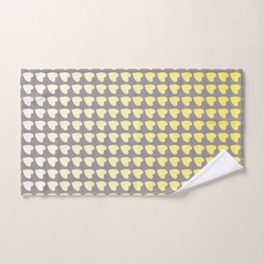 Trendy Yellow Gray Heart Pattern Gradient Bad Handdoek (Handdoek)