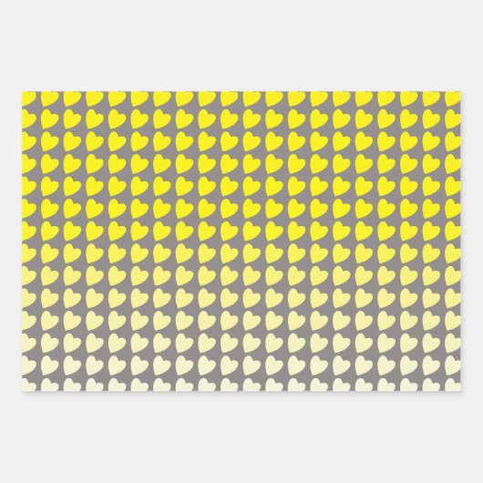 Trendy Yellow Gray Heart Pattern Gradient Inpakpapier Vel (Voorkant 3)