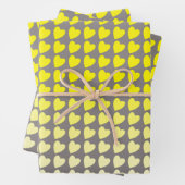 Trendy Yellow Gray Heart Pattern Gradient Inpakpapier Vel (In situ)