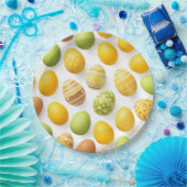 Trendy Yellow & Green Easter Eggs Pattern Paper P Papieren Bordje (Feest)