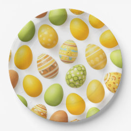 Trendy Yellow & Green Easter Eggs Pattern Paper P Papieren Bordje
