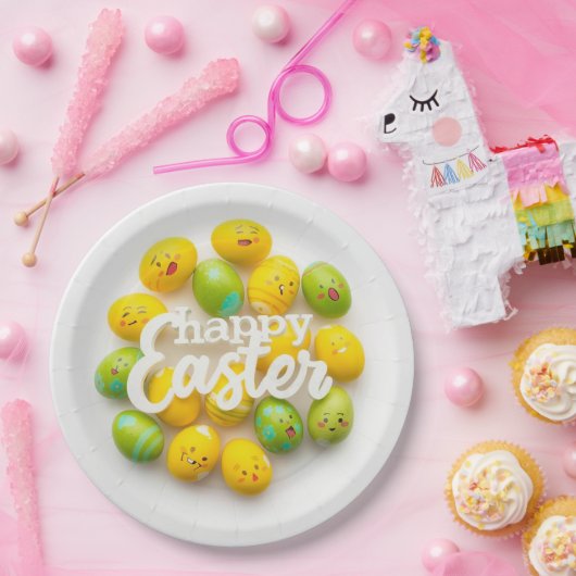 Trendy Yellow & Green  Easter Eggs Pattern Paper  Papieren Bordje (Feest)