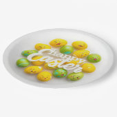Trendy Yellow & Green Easter Eggs Pattern Paper Papieren Bordje (Gekanteld)
