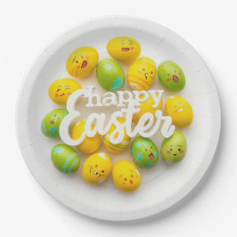 Trendy Yellow & Green  Easter Eggs Pattern Paper  Papieren Bordje