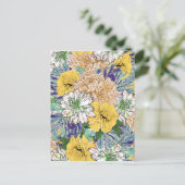 Trendy Yellow & Green Floral Girly Illustration Feestdagenkaart (Staand voorkant)