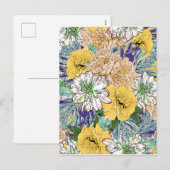 Trendy Yellow & Green Floral Girly Illustration Feestdagenkaart (Voorkant / Achterkant)