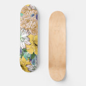 Trendy Yellow & Green Floral Girly Illustration Persoonlijk Skateboard (Voorkant)