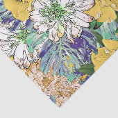 Trendy Yellow & Green Floral Girly Illustration Tissuepapier (Detail)