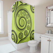 Trendy Yellow-Green Koru Swirls Shower Curtain Douchegordijn (In situ)