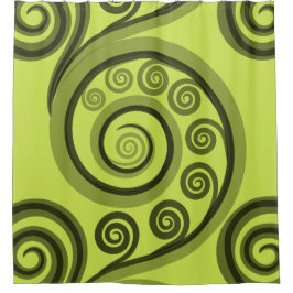 Trendy Yellow-Green Koru Swirls Shower Curtain Douchegordijn