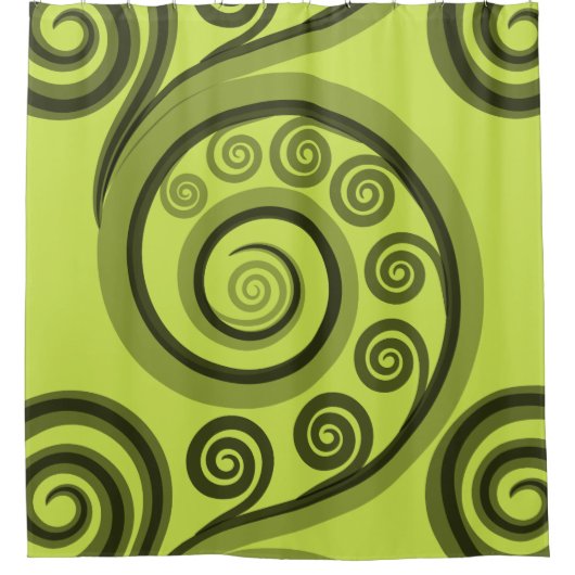 Trendy Yellow-Green Koru Swirls Shower Curtain Douchegordijn (Voorkant)