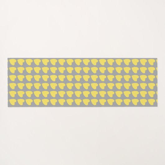 Trendy Yellow Grey Heart Pattern Yogamat (Achterkant (horizontaal))