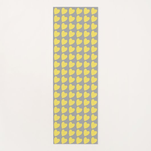 Trendy Yellow Grey Heart Pattern Yogamat (Voorkant)