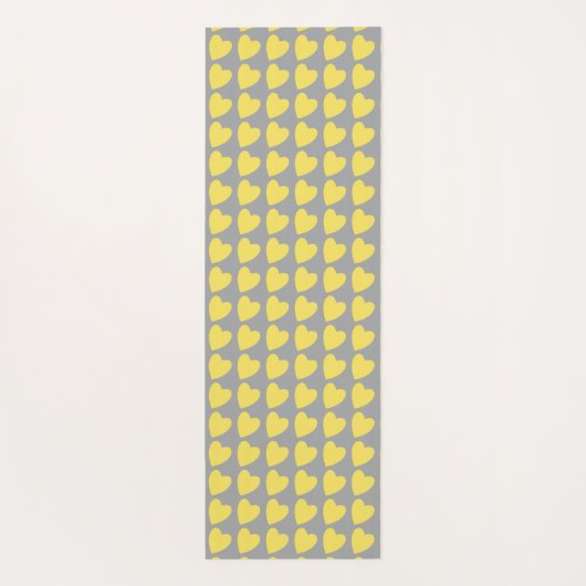 Trendy Yellow Grey Heart Pattern Yogamat (Achterkant)
