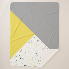 Trendy Yellow Grey Terrazzo Sherpa Deken