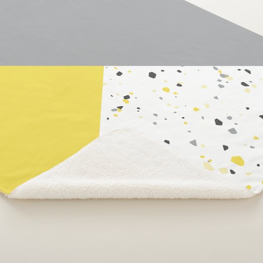 Trendy Yellow Grey Terrazzo Sherpa Deken (3/4)