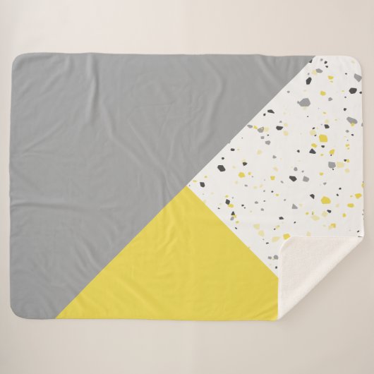 Trendy Yellow Grey Terrazzo Sherpa Deken (Voorkant (horizontaal))