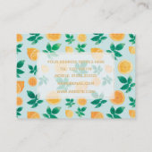Trendy Yellow Lemon Fruit & Leaves Mint Pattern Visitekaartje (Achterkant)