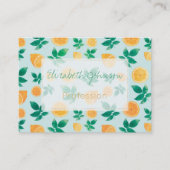 Trendy Yellow Lemon Fruit & Leaves Mint Pattern Visitekaartje (Voorkant)