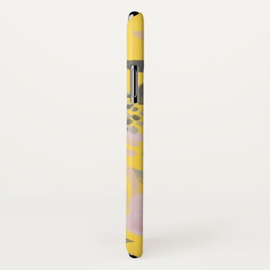 Trendy Yellow Pink Floral Pattern met Monogram Case-Mate iPhone Case (Achterkant / rechts)