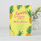 Trendy Yellow Summer Party | ananas Kaart (Staand voorkant)
