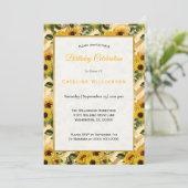 Trendy Yellow Sunflower bijen Stripe Birthday Kaart (Staand voorkant)