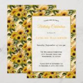 Trendy Yellow Sunflower bijen Stripe Birthday Kaart (Voorkant / Achterkant)