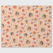 Trendy Yellow Sunflower Blush Pink 3 Foto Cadeaupapier (Vlak)