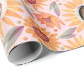 Trendy Yellow Sunflower Blush Pink 3 Foto Cadeaupapier (Rol Hoek)