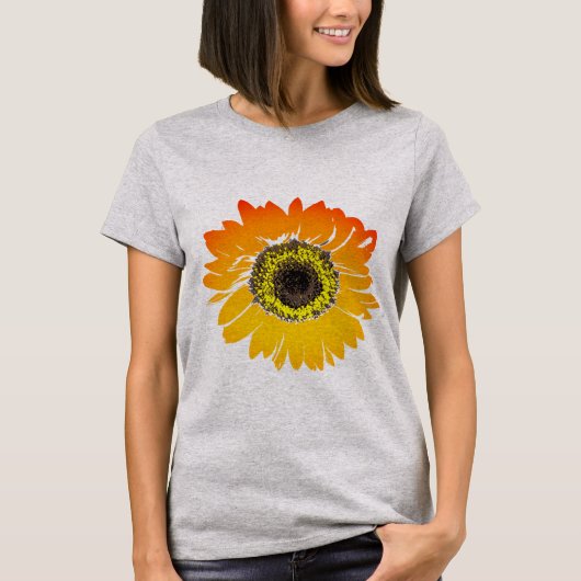 Trendy yellow Sunflower illustratie T-shirt (Voorkant)