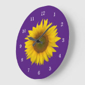 Trendy Yellow Sunflower Paarse land Florence Grote Klok (Hoek)