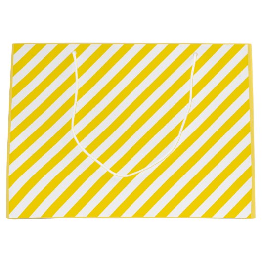  Trendy Yellow White Striped Design Sjabloon Groot Cadeauzakje (Voorkant)