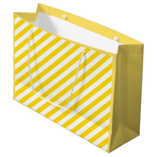  Trendy Yellow White Striped Design Sjabloon Groot Cadeauzakje (Voorkant Gekanteld)