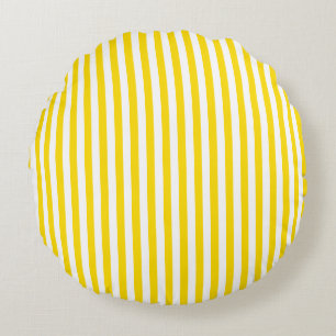 Trendy Yellow White Striped Elegant Decorative Rond Kussen