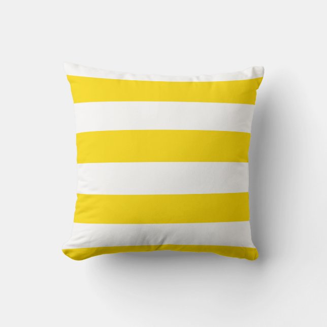 Trendy Yellow White striped Modern Decorative Kussen (Voorkant)
