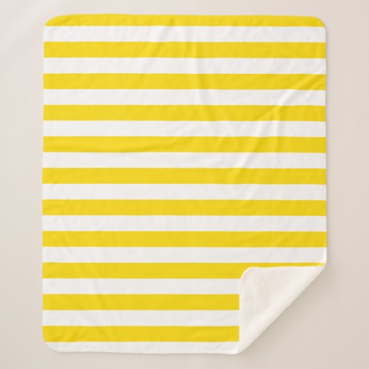 Trendy Yellow White Stripes Aangepaste Sjabloon Mi Sherpa Deken (Voorkant)