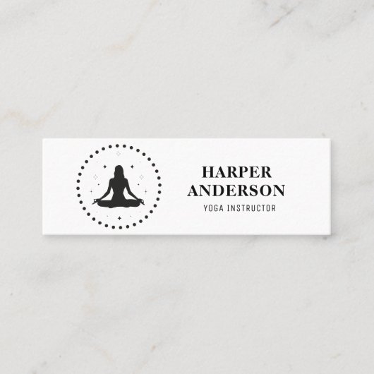 Trendy Yoga Instructor Professional Logo Business Mini Visitekaartje (Voorkant)
