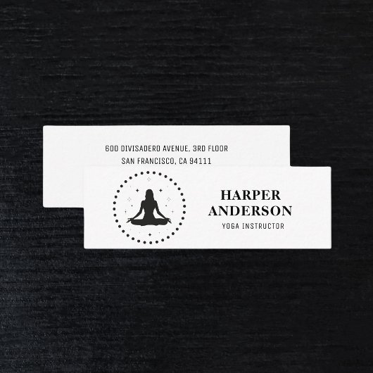Trendy Yoga Instructor Professional Logo Business Mini Visitekaartje