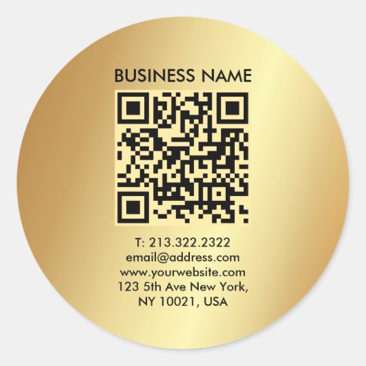 Trendy Your Custom Logo Text Gold QR Code Ronde Sticker (Voorkant)