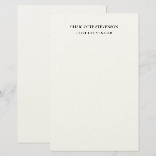 Trendy Zakelijke Witte Eenvoudige Minimalist Briefpapier (Voorkant / Achterkant)