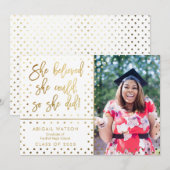 Trendy Ze geloofde Gold Photo Afstuderen Kaart (Voorkant / Achterkant)