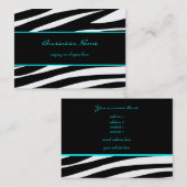 Trendy zebra aanpasbaar aqua visitekaartje (Voorkant / Achterkant)