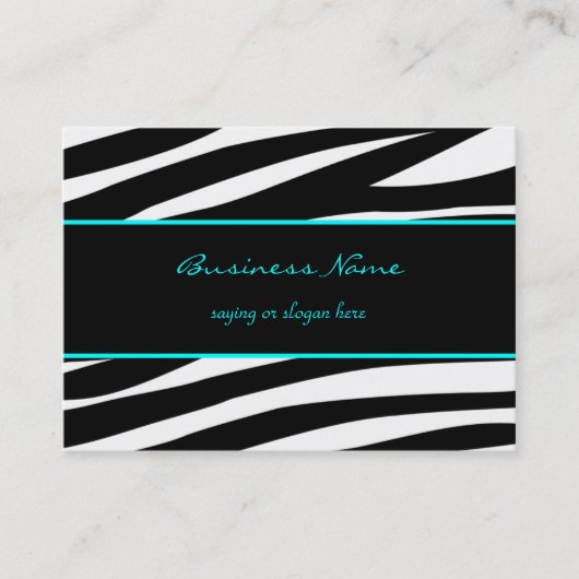 Trendy zebra aanpasbaar aqua visitekaartje (Voorkant)