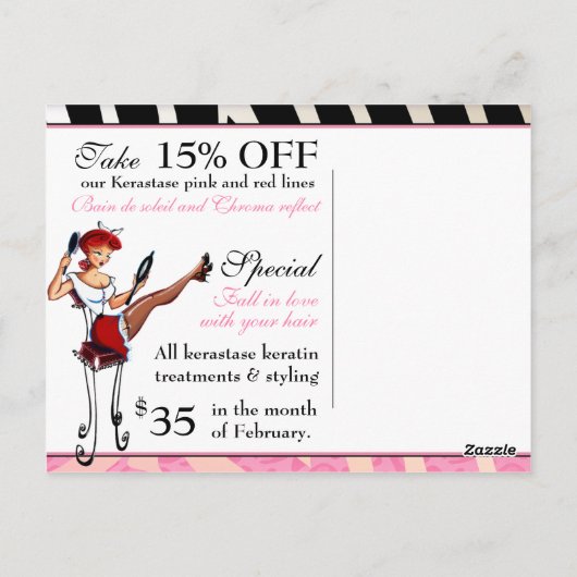 Trendy Zebra & Cheetah Salon Sale Certificates Briefkaart (Achterkant)